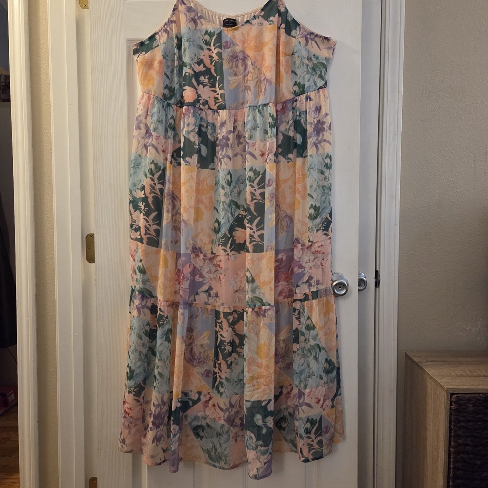 Lane Bryant sz 20 floral chiffon maxi dress peasant boho cottage core garden